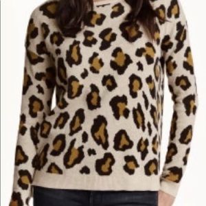 H & M Leopard Print Crew Neck Long Sleeve Sweater